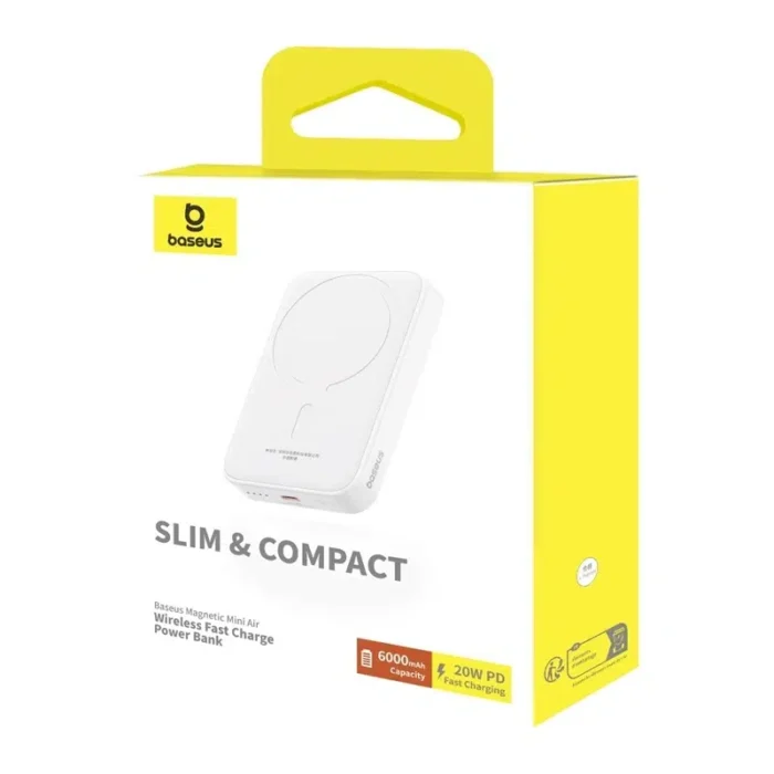 Baseus Magnetic Mini Air Wireless Fast Charge Power Bank 6000mAh 20W Stellar White Baseuscolombo 13