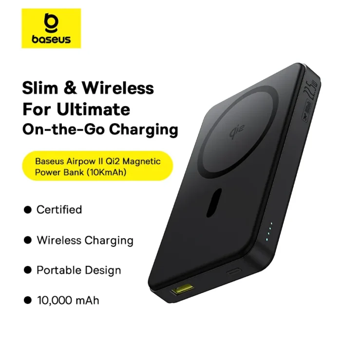 Baseus Wireless Power Bank Airpow 2 Qi2 Magnetic Power Bank 10000mAh With Cable P10080000123 00 8