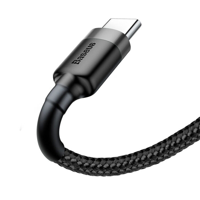 eng pl USB Type C Cable 3A 1m Quick Charge 3 0 Nylon Cable Baseus Cafule CATKLF BG1 gray black 59672 6
