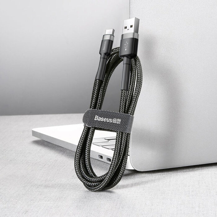eng pl USB Type C Cable 3A 1m Quick Charge 3 0 Nylon Cable Baseus Cafule CATKLF BG1 gray black 59672 9
