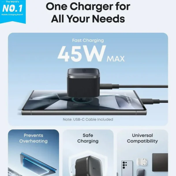 Anker Nano 45W Charger Smart Display GaN 180 Foldable Black– FoneHouse Sri Lanka 2
