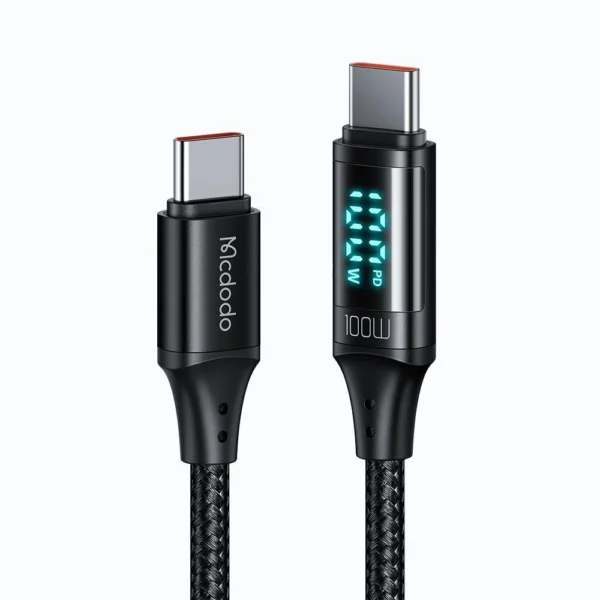 Mcdodo Digital HD Type-C to Type-C 100W Data Cable – Best Fast Charging with Smart Power Display