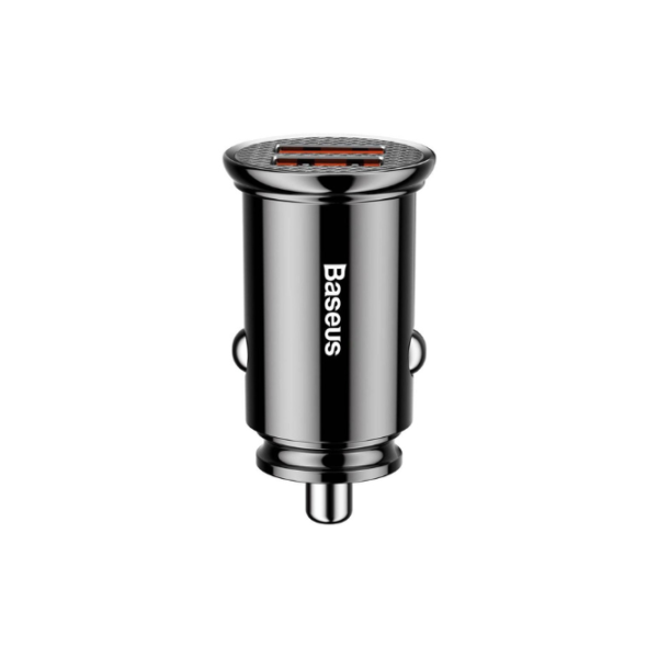 Baseus Circular Plastic A+A 30W Dual QC3.0 Quick Car Charger Black-CCALL-YD01