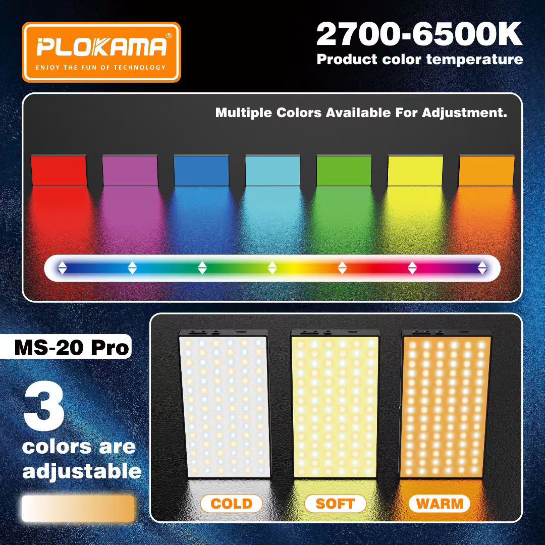 Plokama MS-20 Pro RGB Light – Professional 6W LED Magnetic Clip Light with Ra95+ CRI, 2700K–6500K & Multi-Mount System | FoneHouse Sri Lanka - Image 5