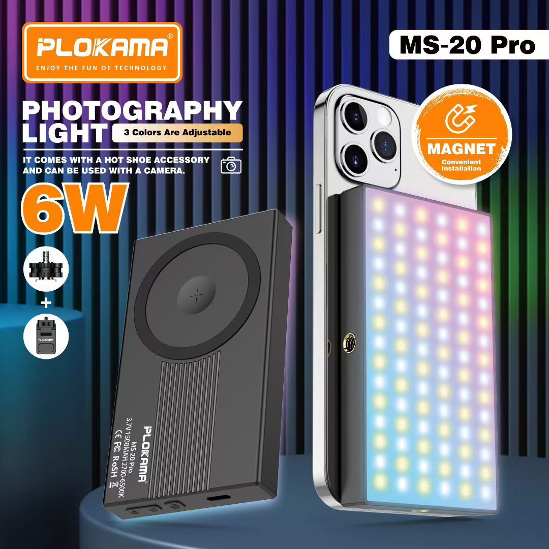 Plokama MS-20 Pro RGB Light – Professional 6W LED Magnetic Clip Light with Ra95+ CRI, 2700K–6500K & Multi-Mount System | FoneHouse Sri Lanka - Image 2