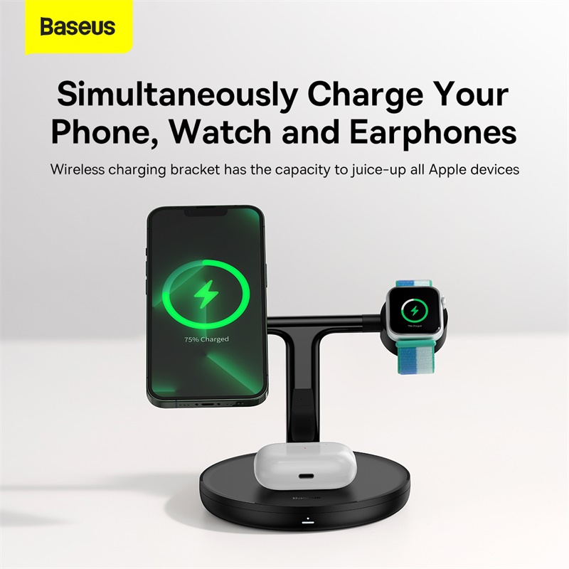 Baseus 20W Swan 3-in-1 Wireless Magnetic Charging Bracket Black - Image 3