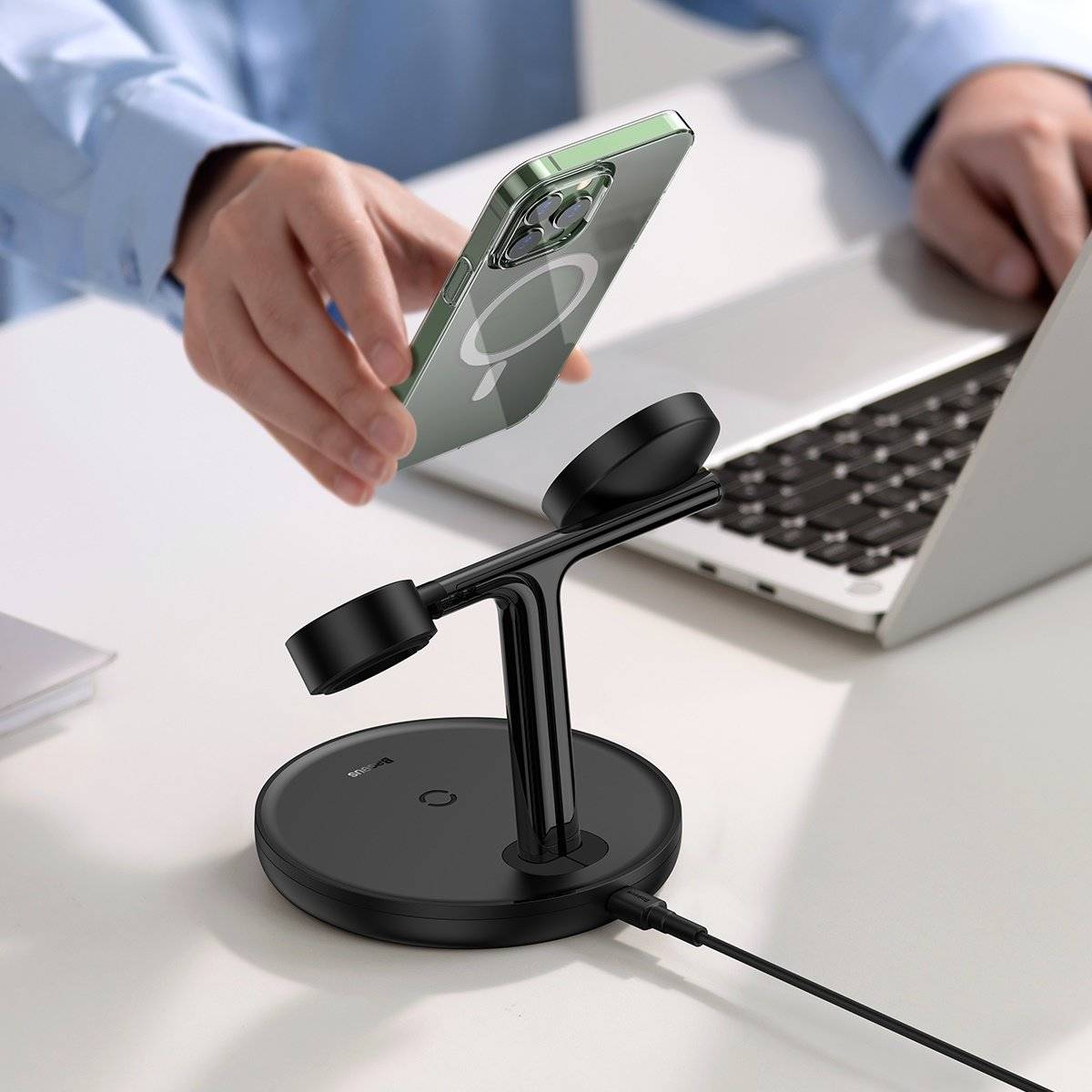 Baseus 20W Swan 3-in-1 Wireless Magnetic Charging Bracket Black - Image 4