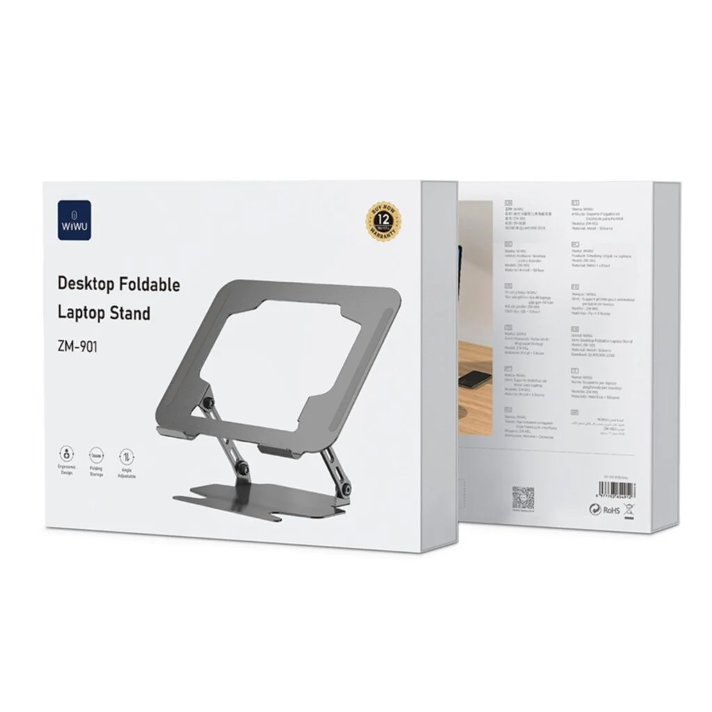 WiWU Foldable Laptop Stand ZM-901 – Ultimate Adjustable Aluminum Ergonomic Laptop Stand for Desk & Travel | FoneHouse Sri Lanka - Image 2
