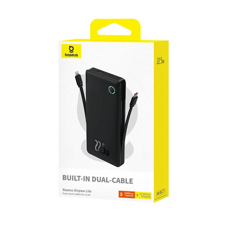 Baseus Airpow Lite Power Bank 10000mAh 22.5W Dual-Cable - Image 2